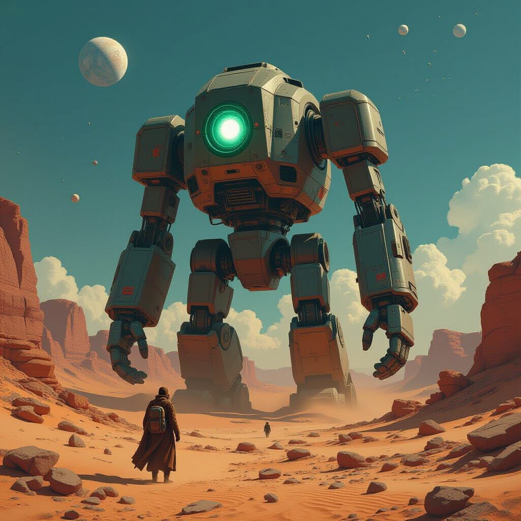 Prospector Finds Ancient Robot on Desert Planet