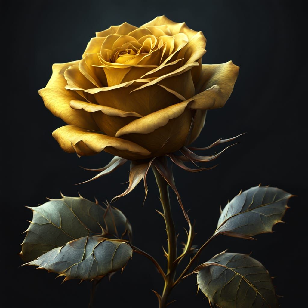 Single Yellow Rose, Dark Fantasy Concept Art