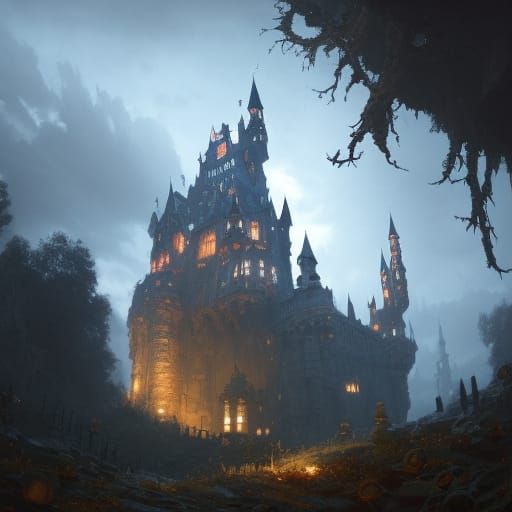 Upside Down Gothic Castle with Mirror Image