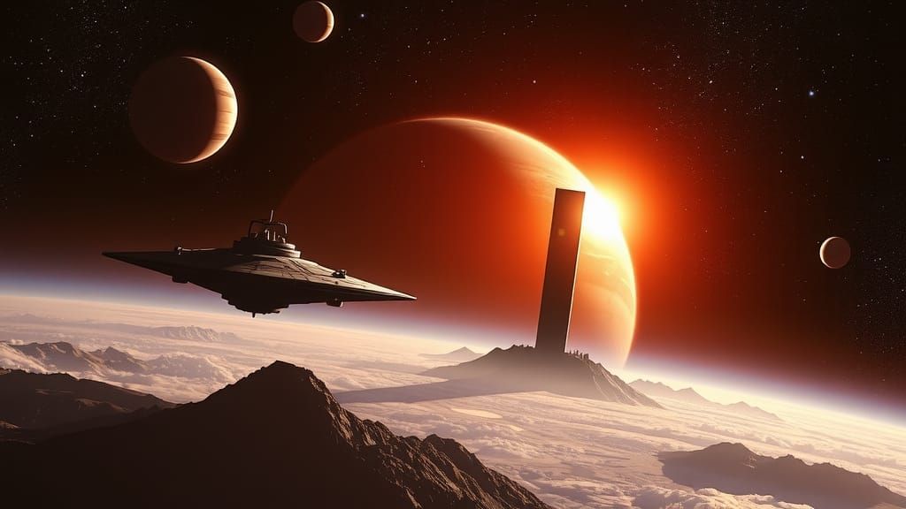 Valley Forge Approaches Monolith near Jupiter