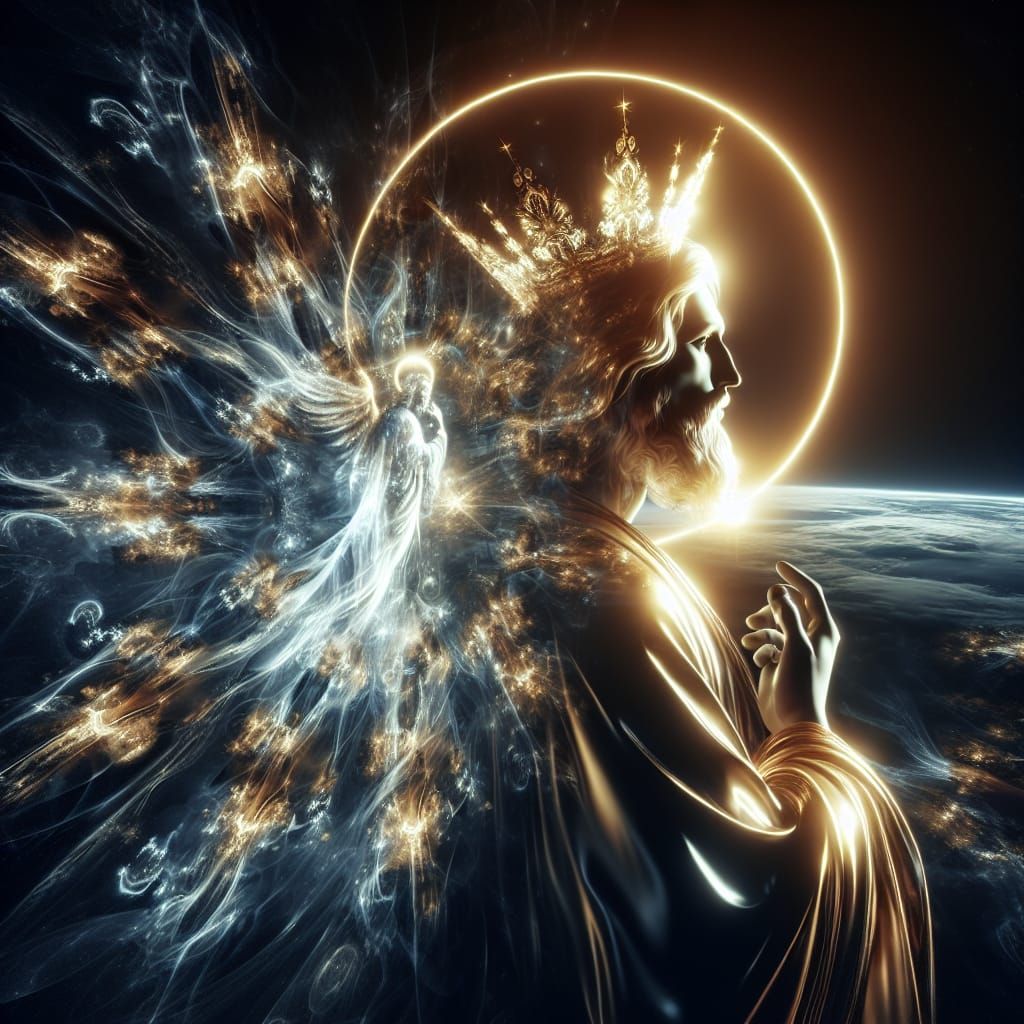 Contemplative Religious Figure in Luminous Reflection