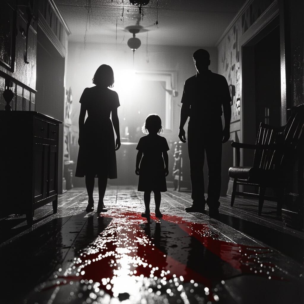 Grainy 8mm Film Still of Haunted Night of Terror