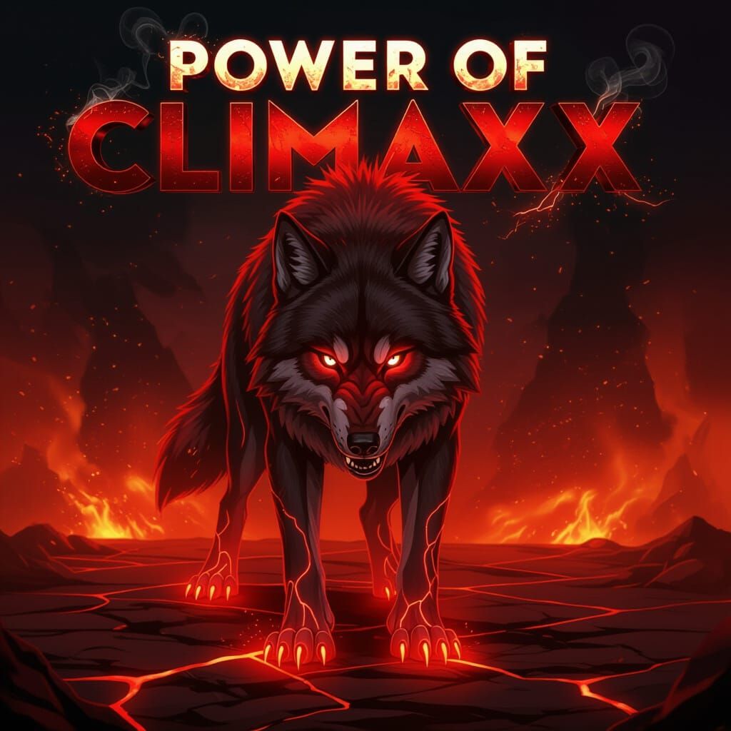 Majestic Red Wolf With Glowing Energy Veins