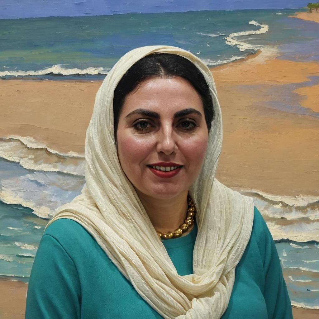 Beach Scene Oil Painting in Van Gogh Brushstrokes