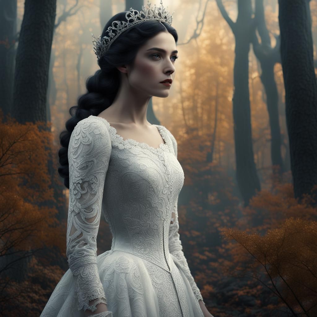 Snow White in Autumn Woods: Digital Matte Painting