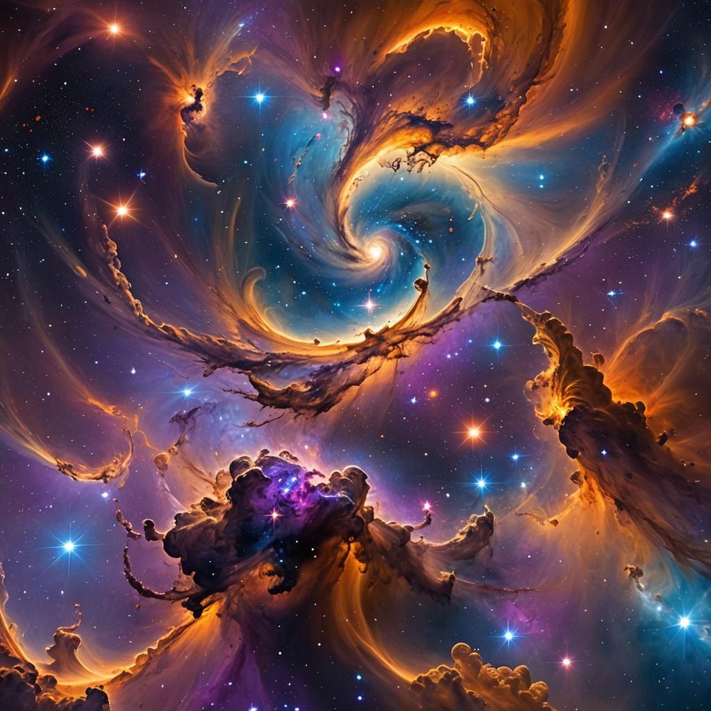 Vibrant Galaxy Panorama Inspired by Hubble Photography