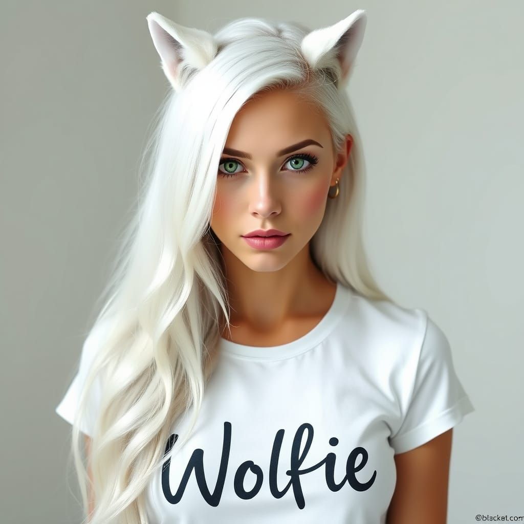 Woman with Wolf Ears and White Hair