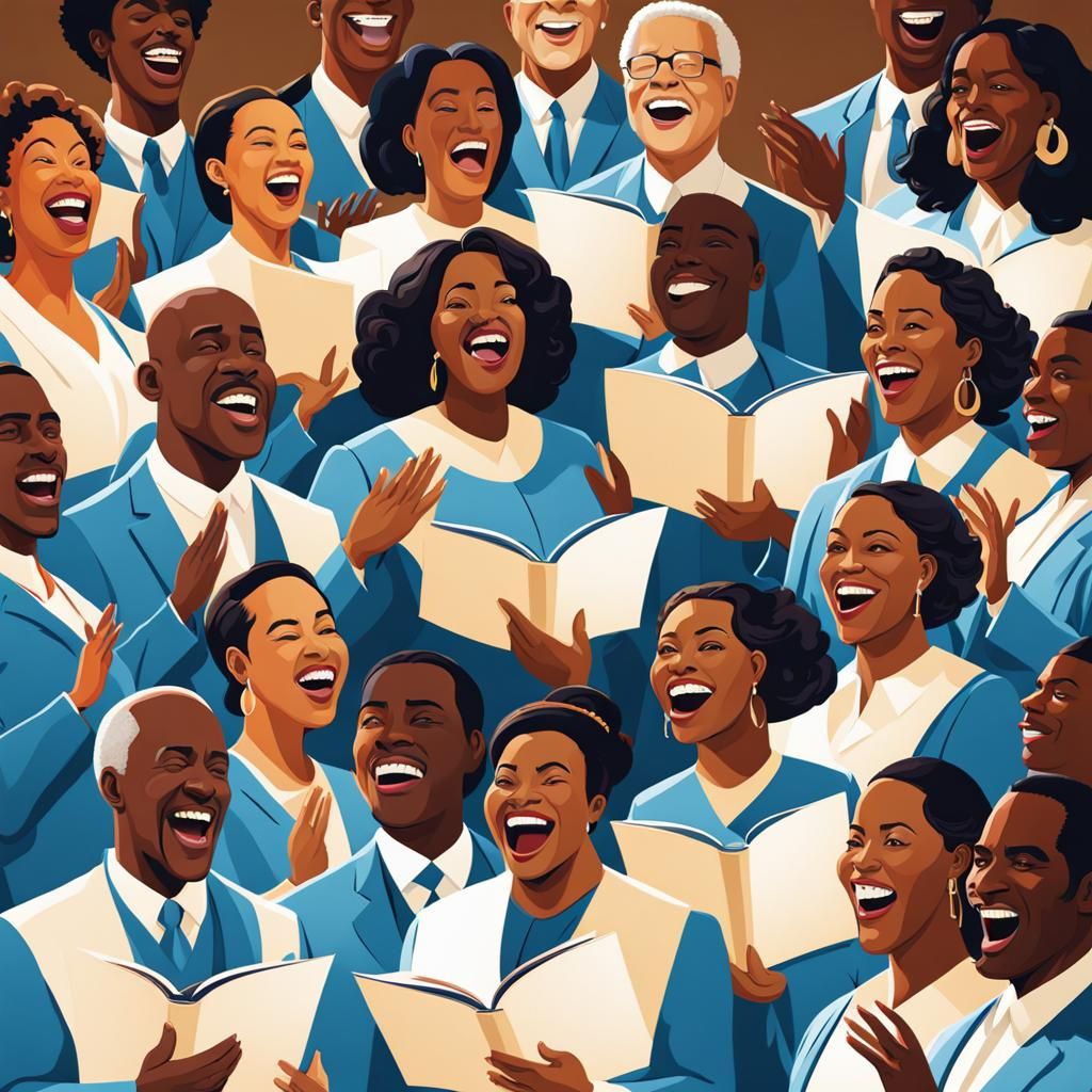 Harmonious African American Choir in Pastel Portrait