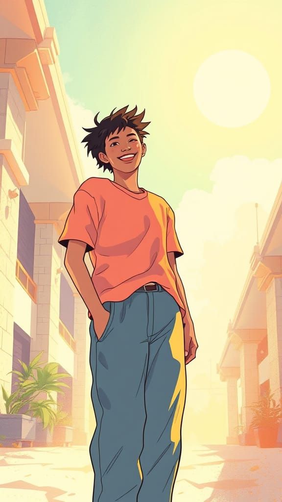 Vibrant Smiling Person Illustration in Contemporary Style