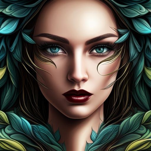 Sad Woman Portrait in Detailed Matte Painting Style