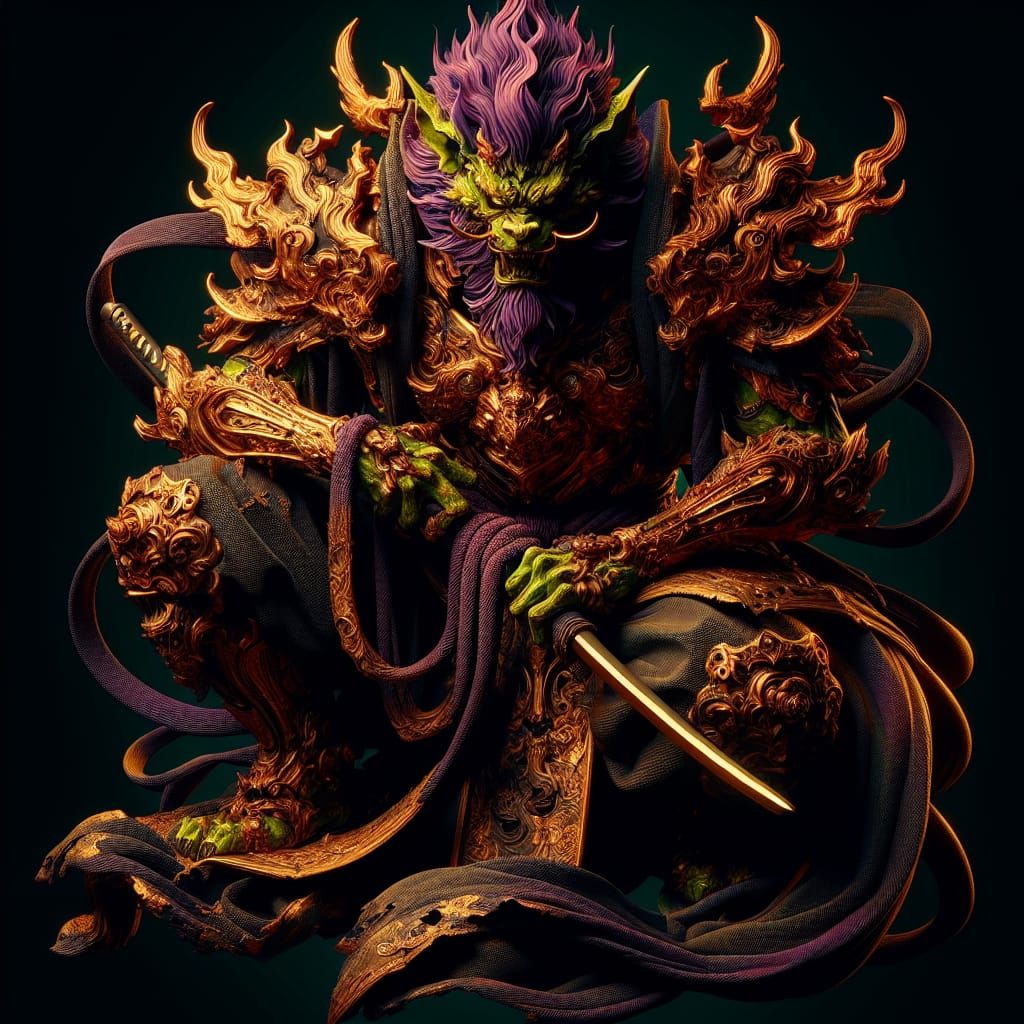 Fierce Kobold Monk in Japanese Dark Fantasy Style