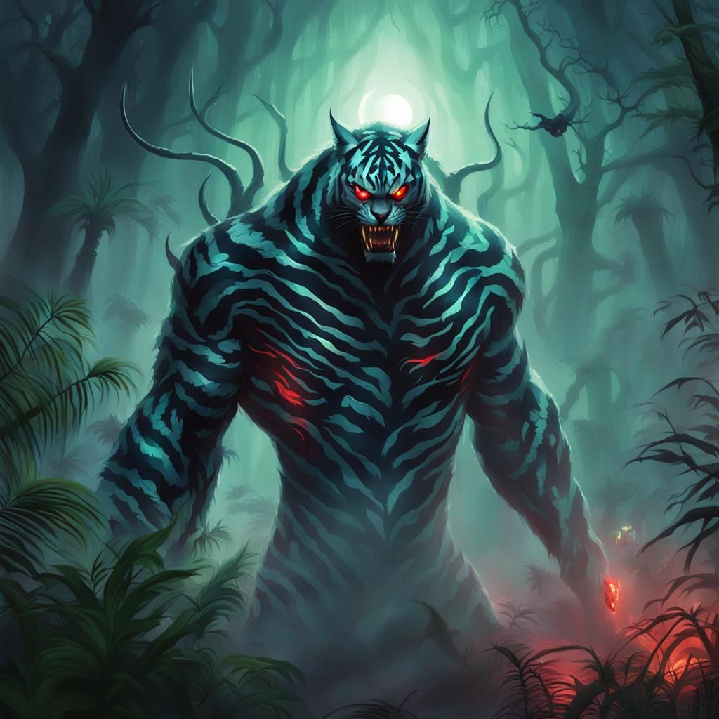 Venom Tiger Fusion in Dark Fantasy Style