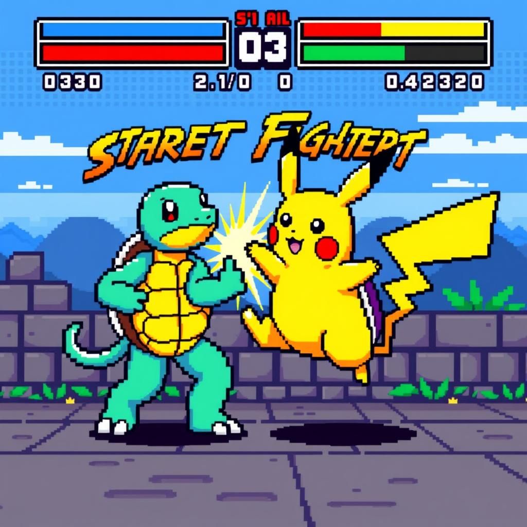 Squirtle vs Pikachu: 8-bit Pixel Art Throwdown