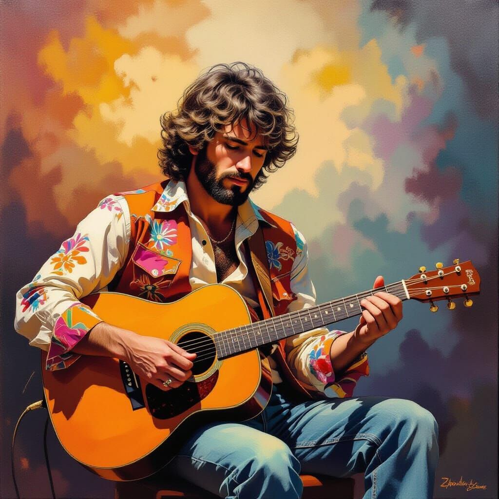 Musician Portrait in Surreal Nostalgic Style