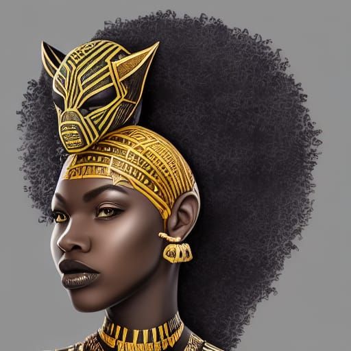 African Goddess Portrait in Black Panther Aesthetic