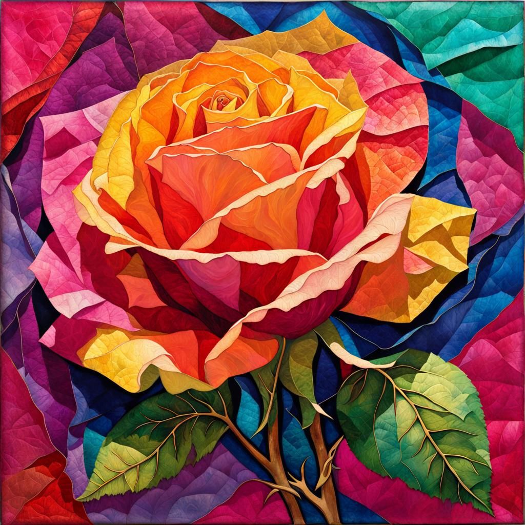 Vibrant Rose in Bright Tissue Paper Art