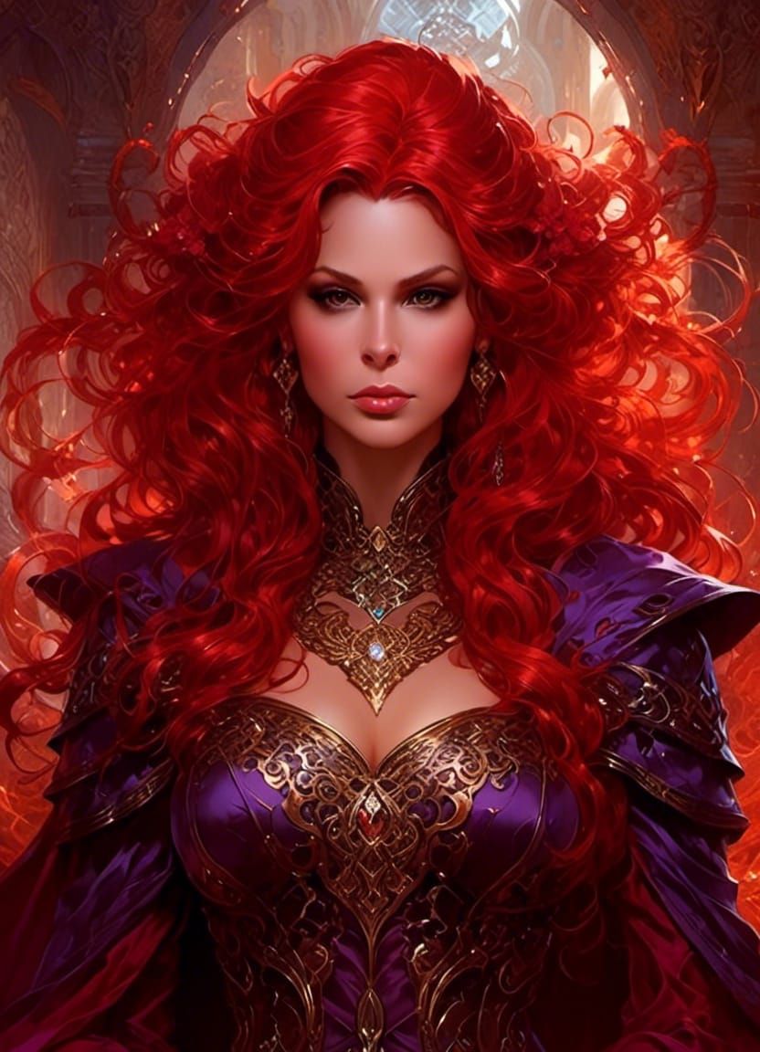 Red-Haired Hedge Witch Digital Painting