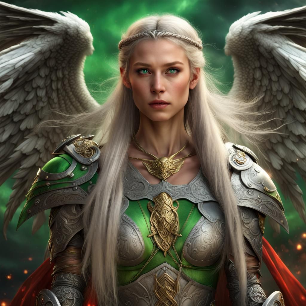 Angel Paladin with Silver Wings, Digital Matte Painting