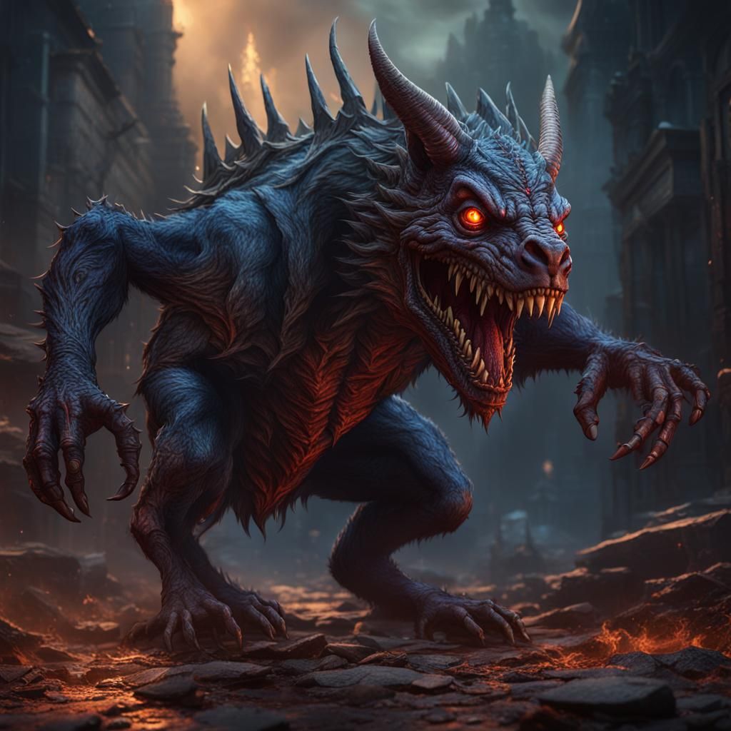 Demonic Chupacabra in Detailed Matte Painting