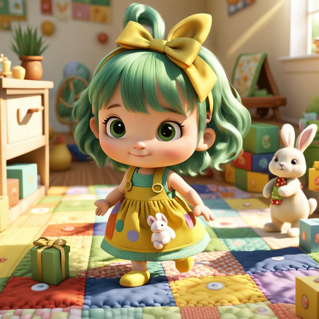 Chibi Toddler in Nursery: Pixar Style 3D Animation