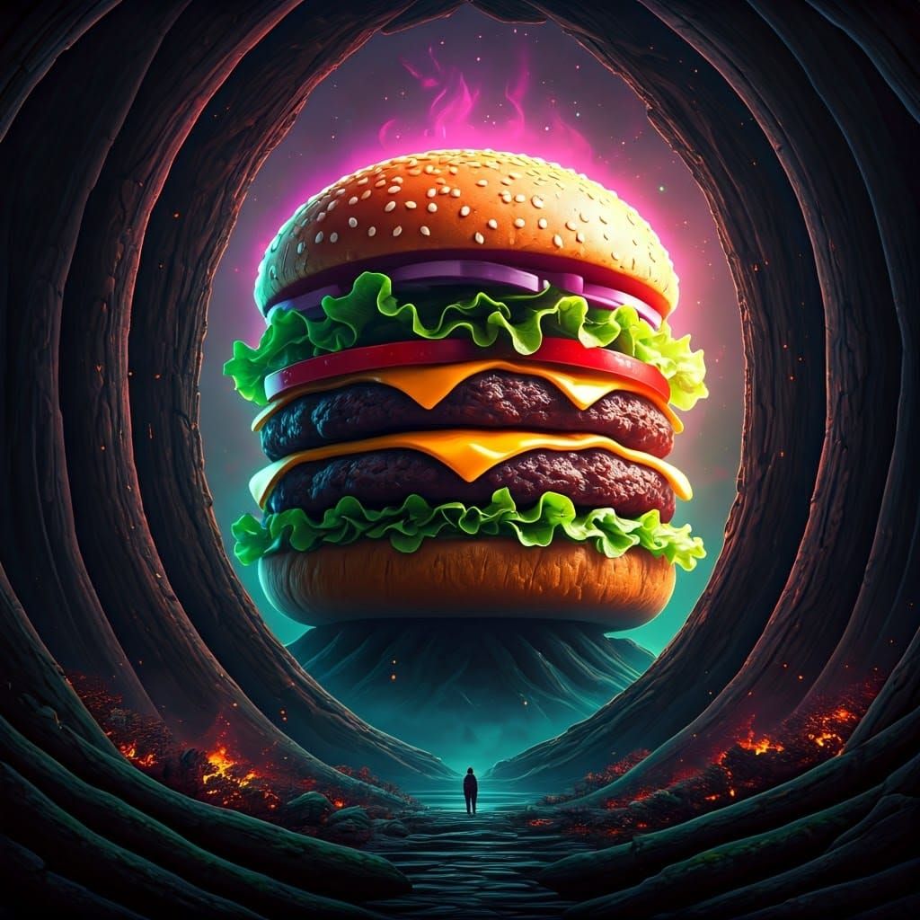 Mystical Cheeseburger Rises From Ancient Forest