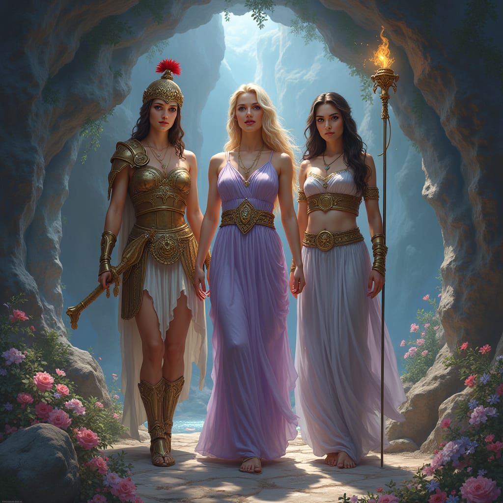 Athena, Nike, and Mnemosyne in Fantasy Cave