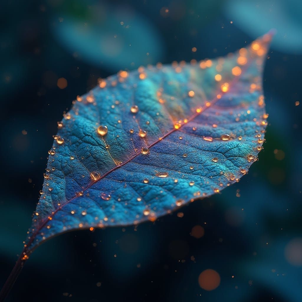 Fractal Raindrop Leaf in Ethereal Light