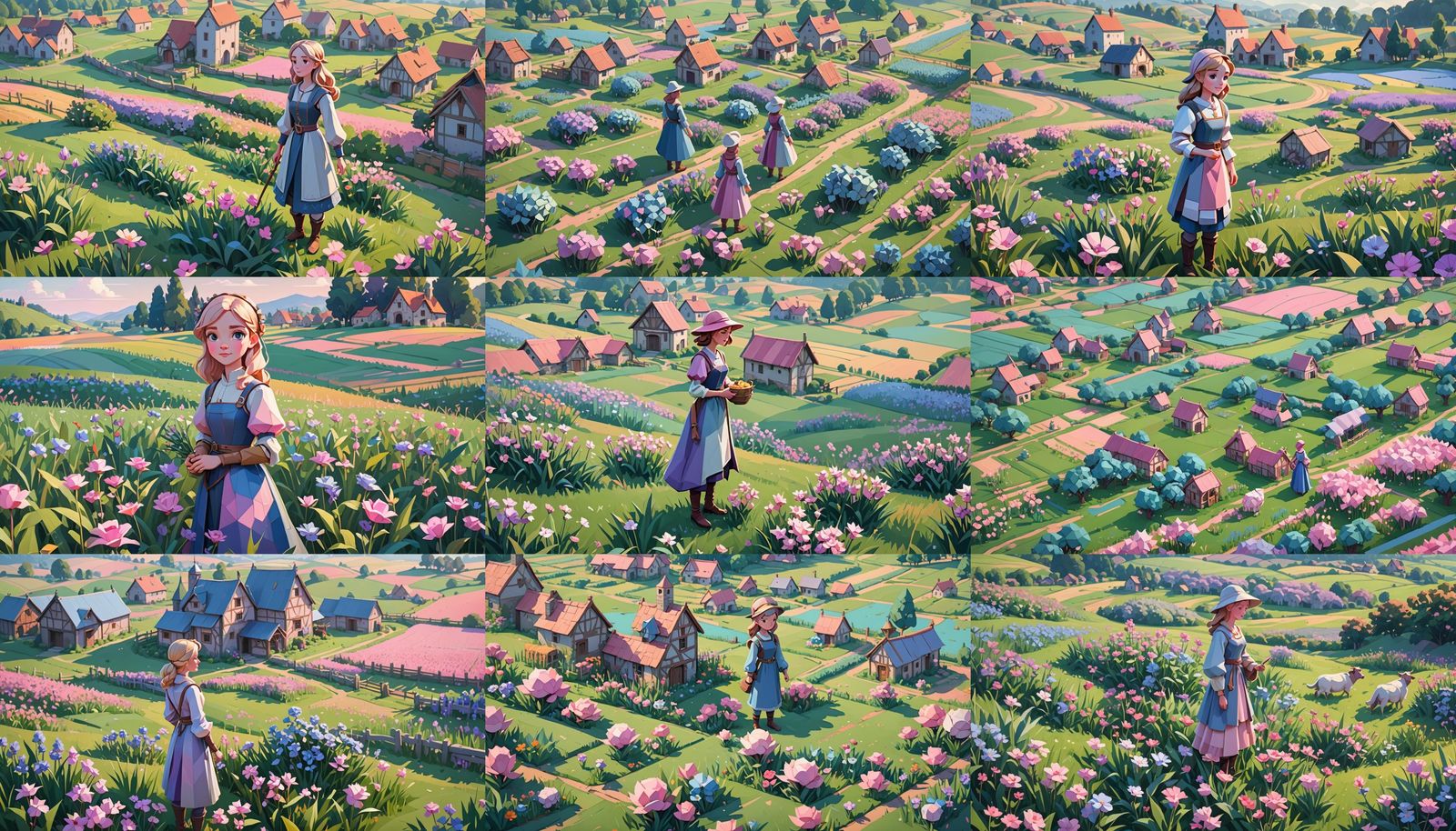 Medieval Farmer's Daughter: Low-Poly Pastel 3D Render