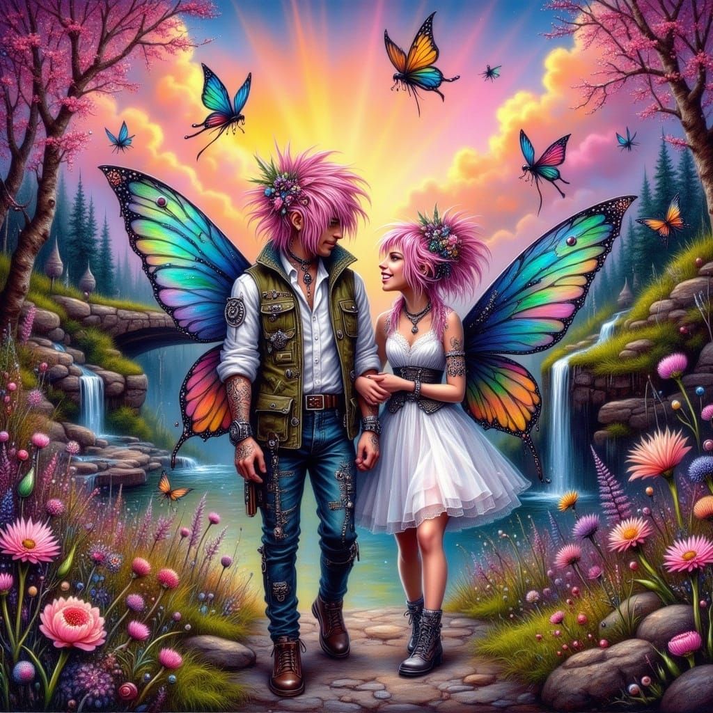 Punk Fairy Wedding in Autumn Woodland