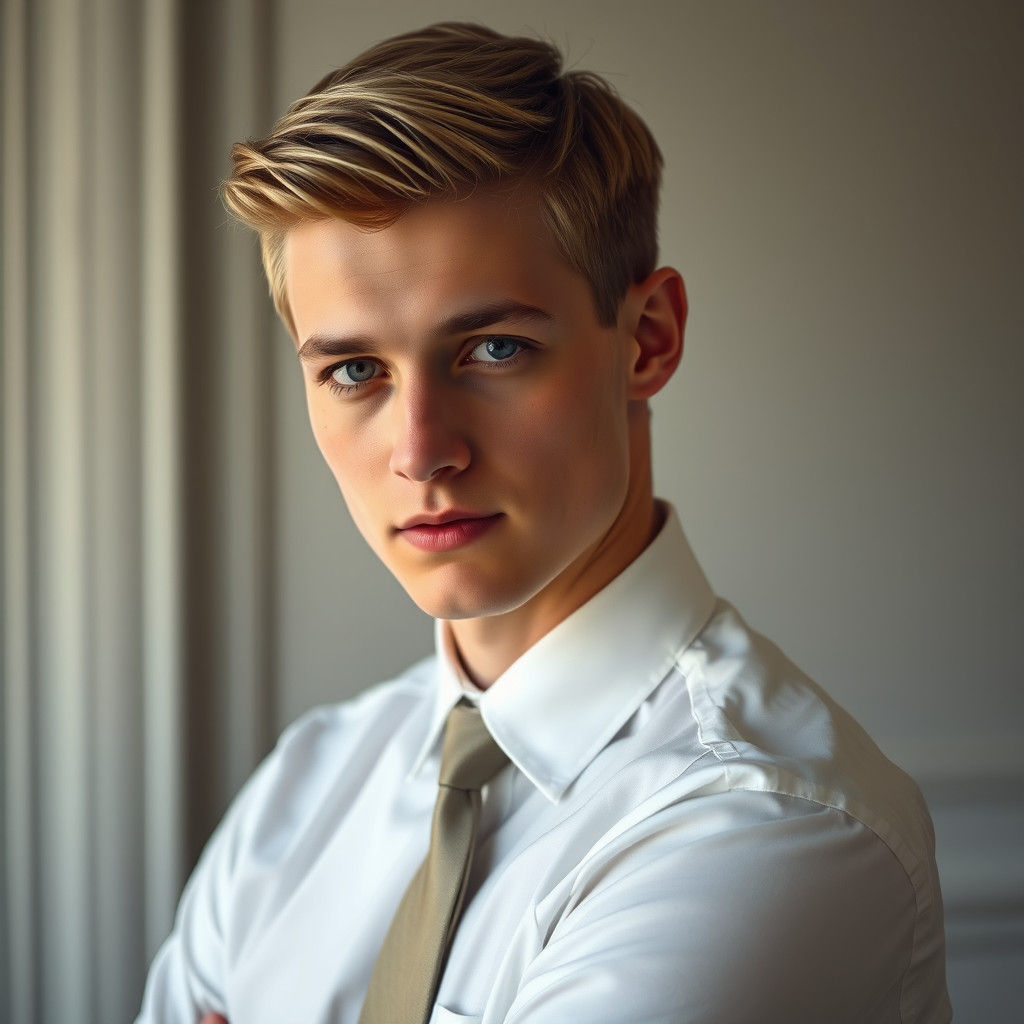 Elegant Young Man Portrait in Film Noir Style
