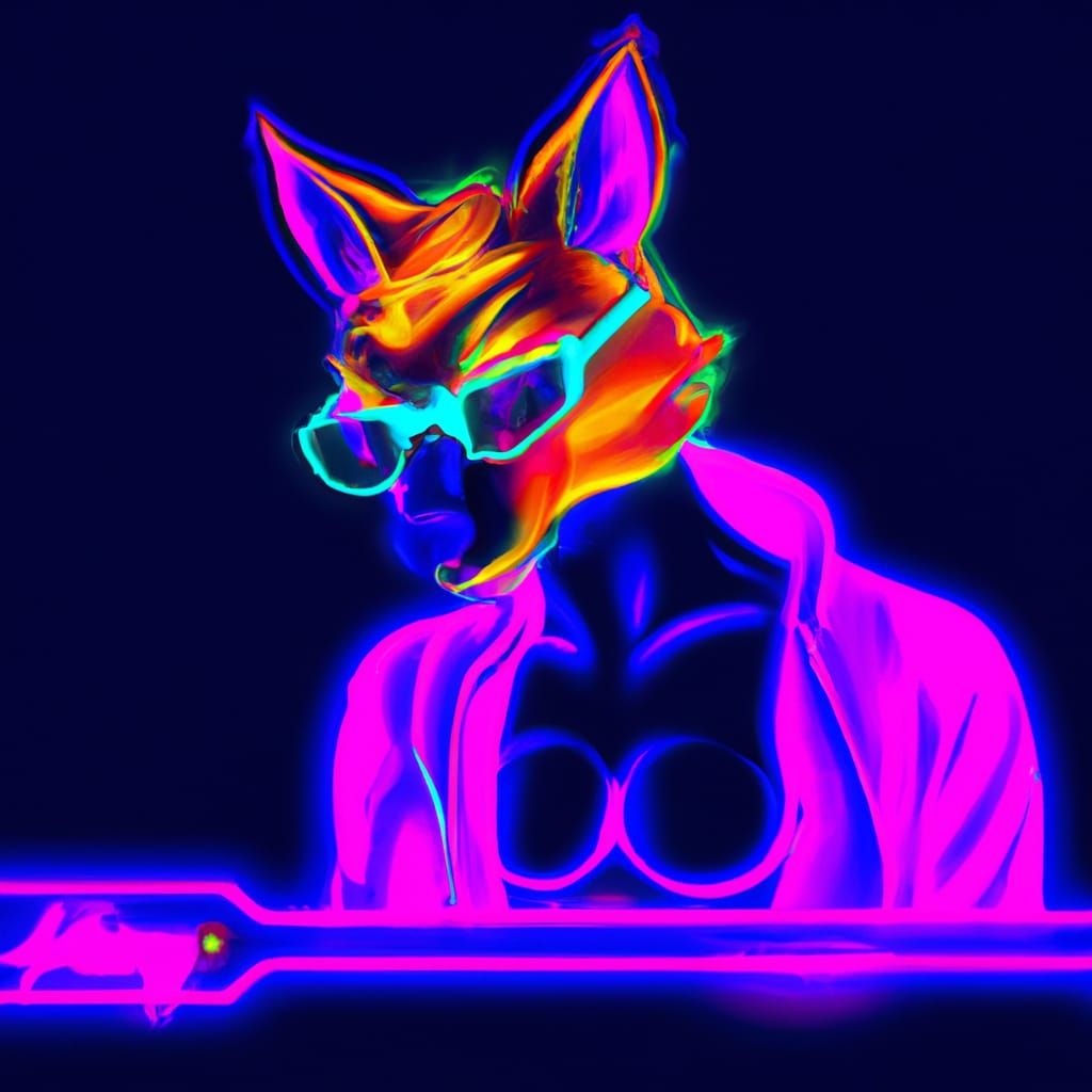 Neon Fox Man in Pop Art Style