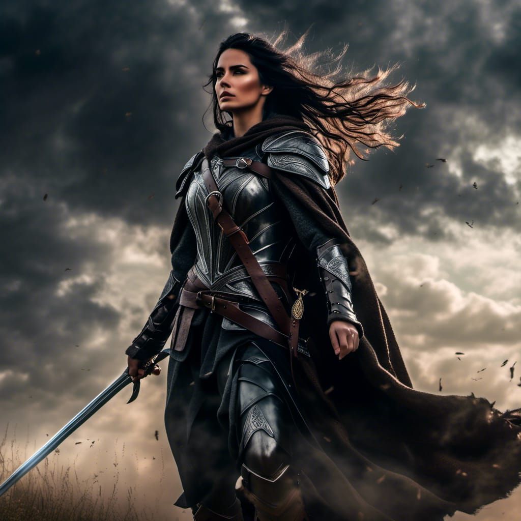 Triumphant Warrior on Ancient Battlefield