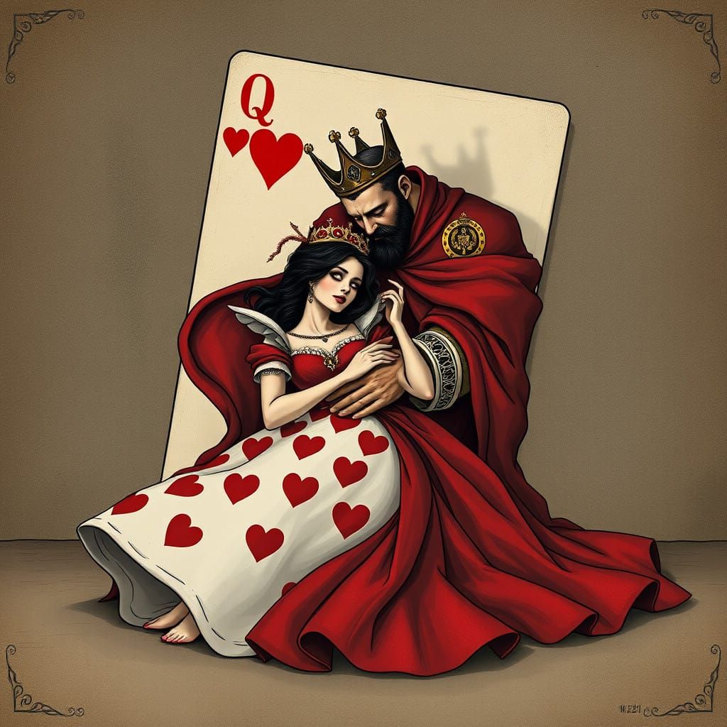 Romantic Playing Card Royalty in Vintage Style