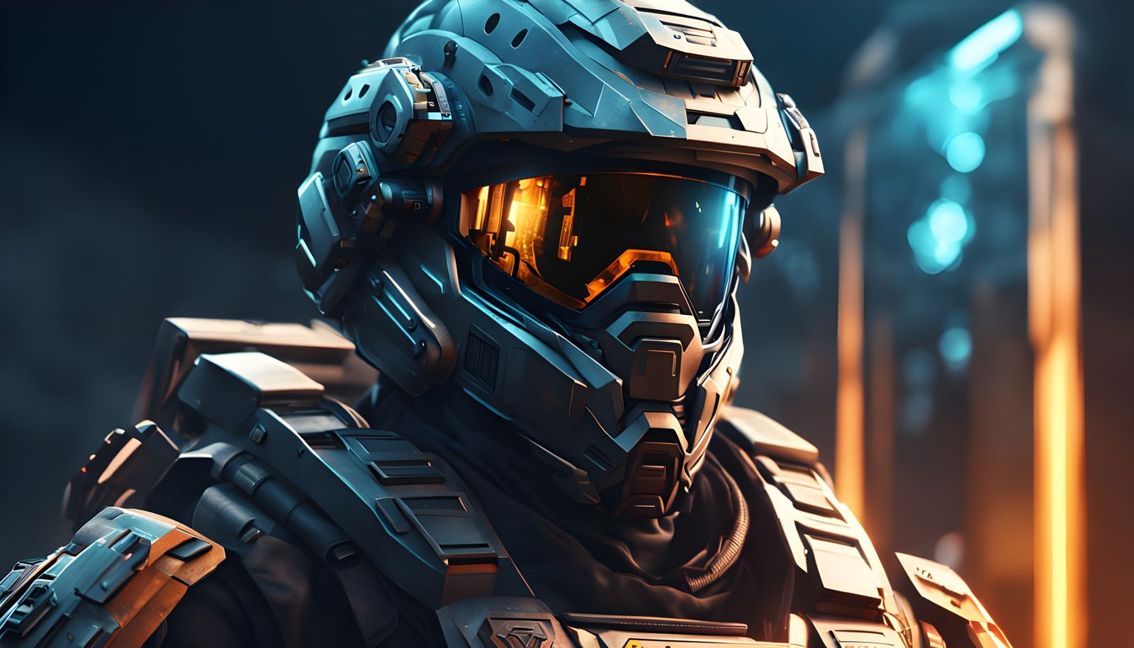 Futuristic Soldier Guarding Interdimensional Portal in Unrea...