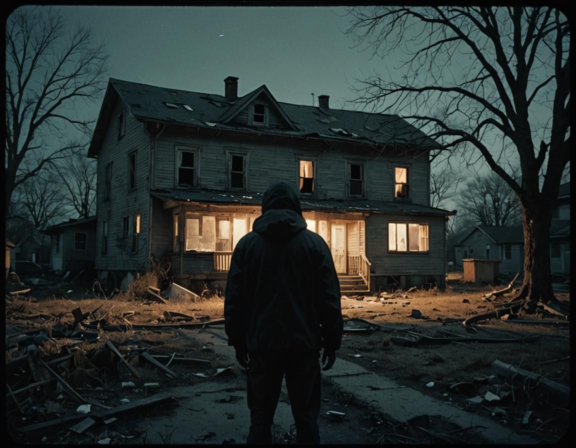 Ghostly Figure in Abandoned House via Surveillance Camera