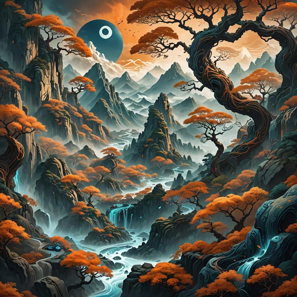 Yin Yang Mountains: Fantasy Concept Art