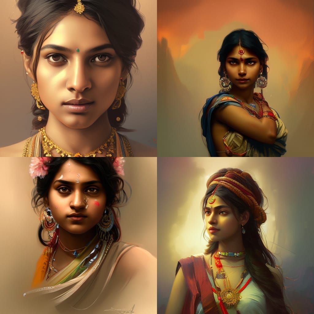 Hyperdetailed Portrait of an Indian Girl