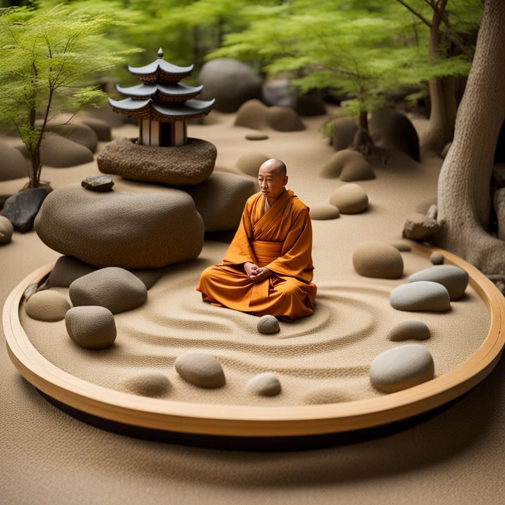 Mobile Zen Garden with Monks