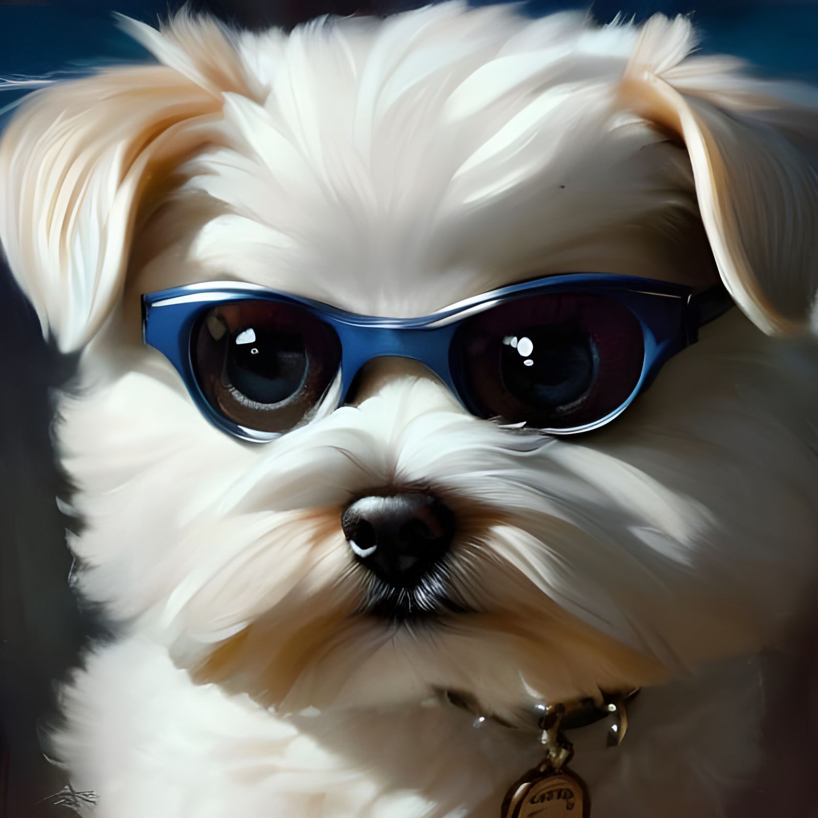 Happy Maltese Puppy in Studio Ghibli Style