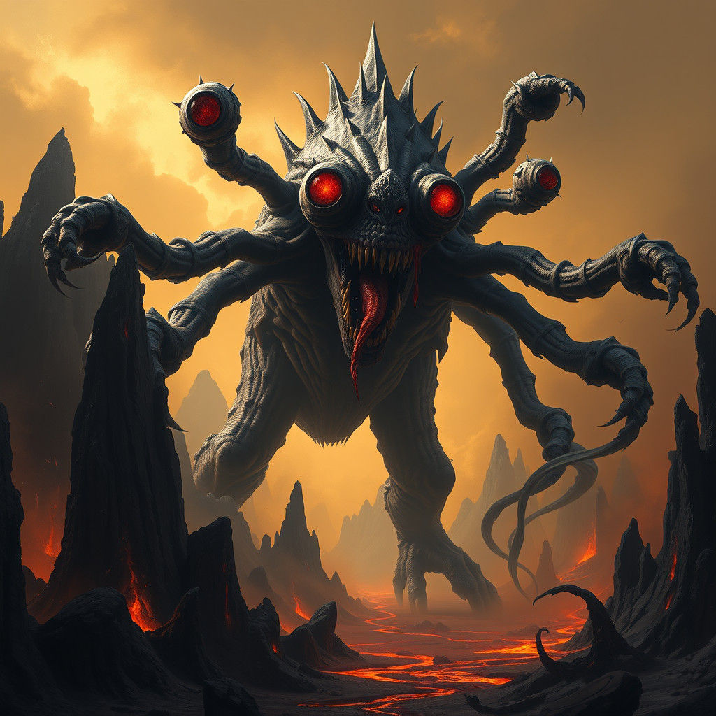 Nightmarish Martian Monster in Dark Fantasy Style