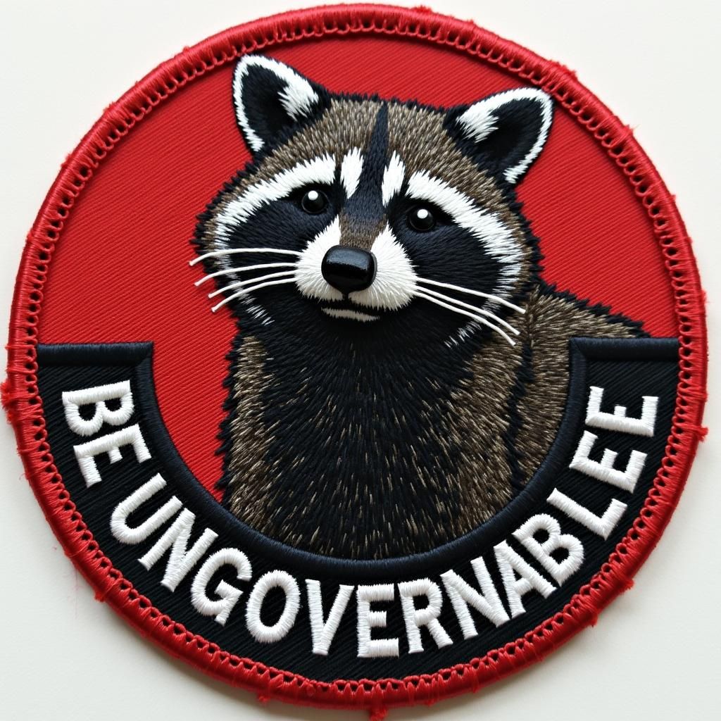 liberal leaning morale patch. "Be Ungovernable". Crow, Racco...