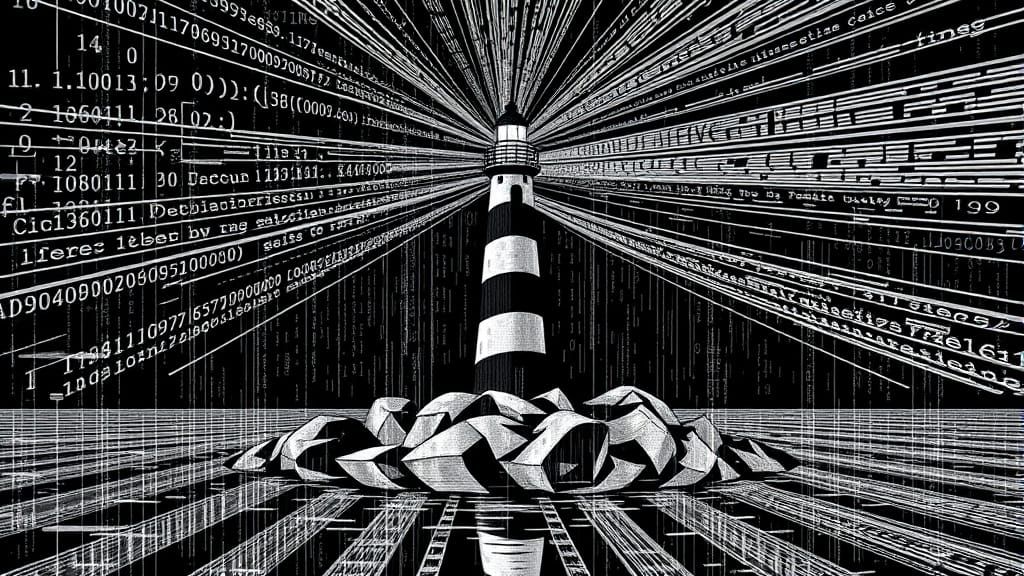 Binary Code Lighthouse with Prismatic Zendoodle Effect