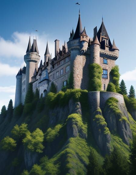 Hyperrealistic Old Castle Portrait, Cinematic Style