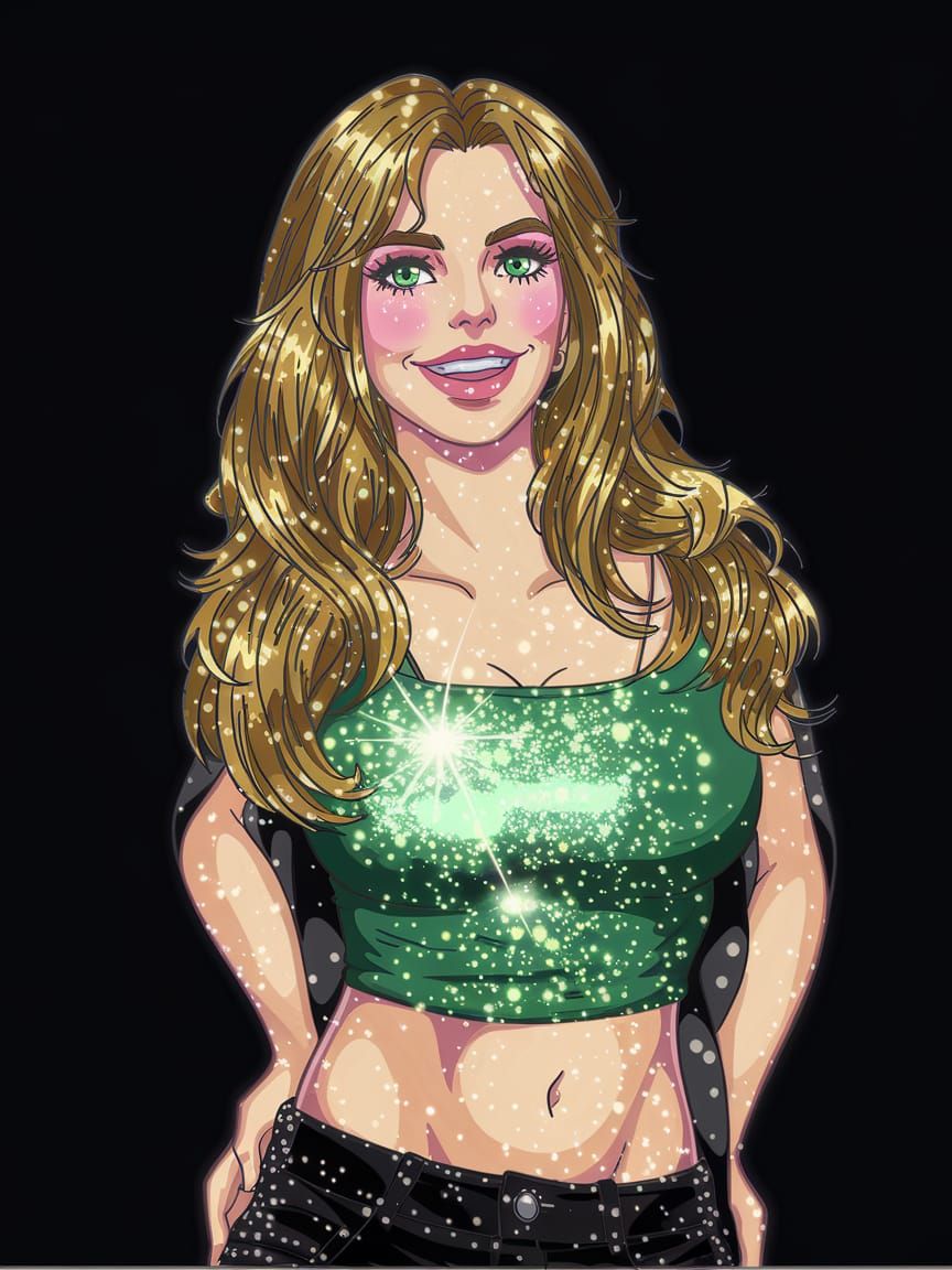 Chibi Britney Spears Shines with Sparkling Green Eyes