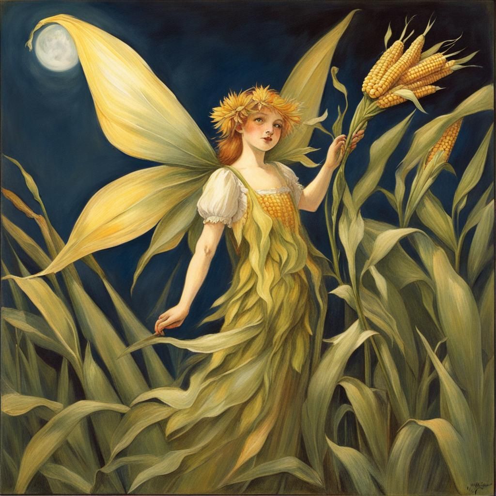 Corn Fairy in moonlight.