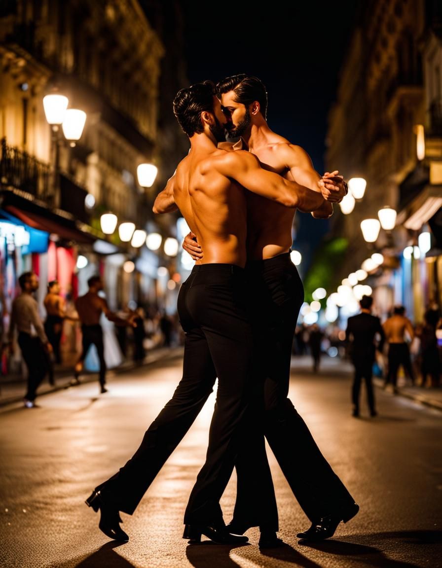 Tango Dancers in Buenos Aires at Night