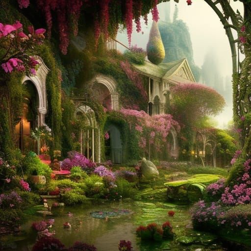 Epic Fairytale Garden Digital Matte Painting