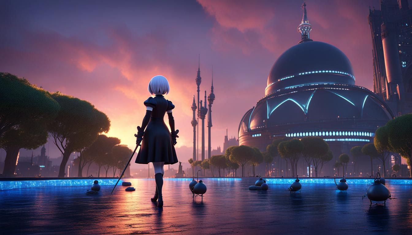 NieR Automata 2B: Pixar-Style 3D Digital Art