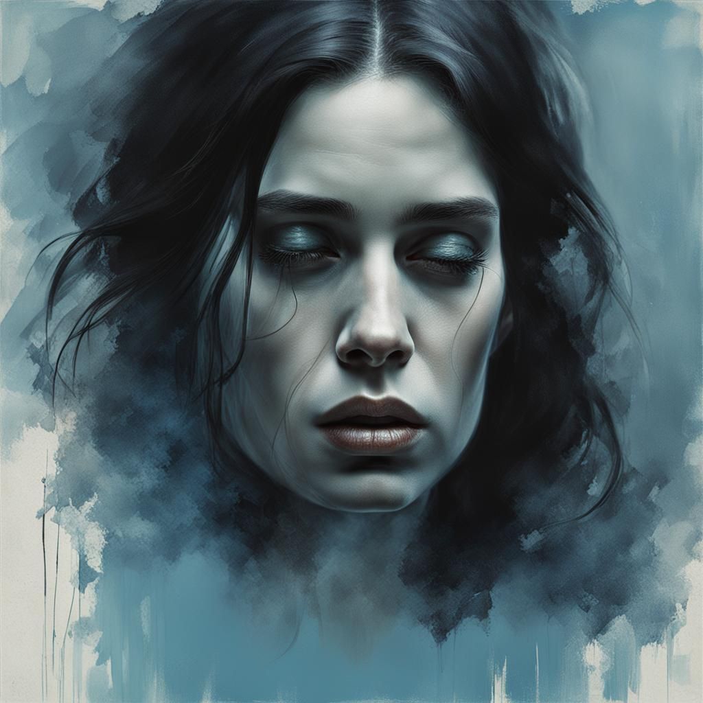 Mourning Woman Portrait in Sinister Style