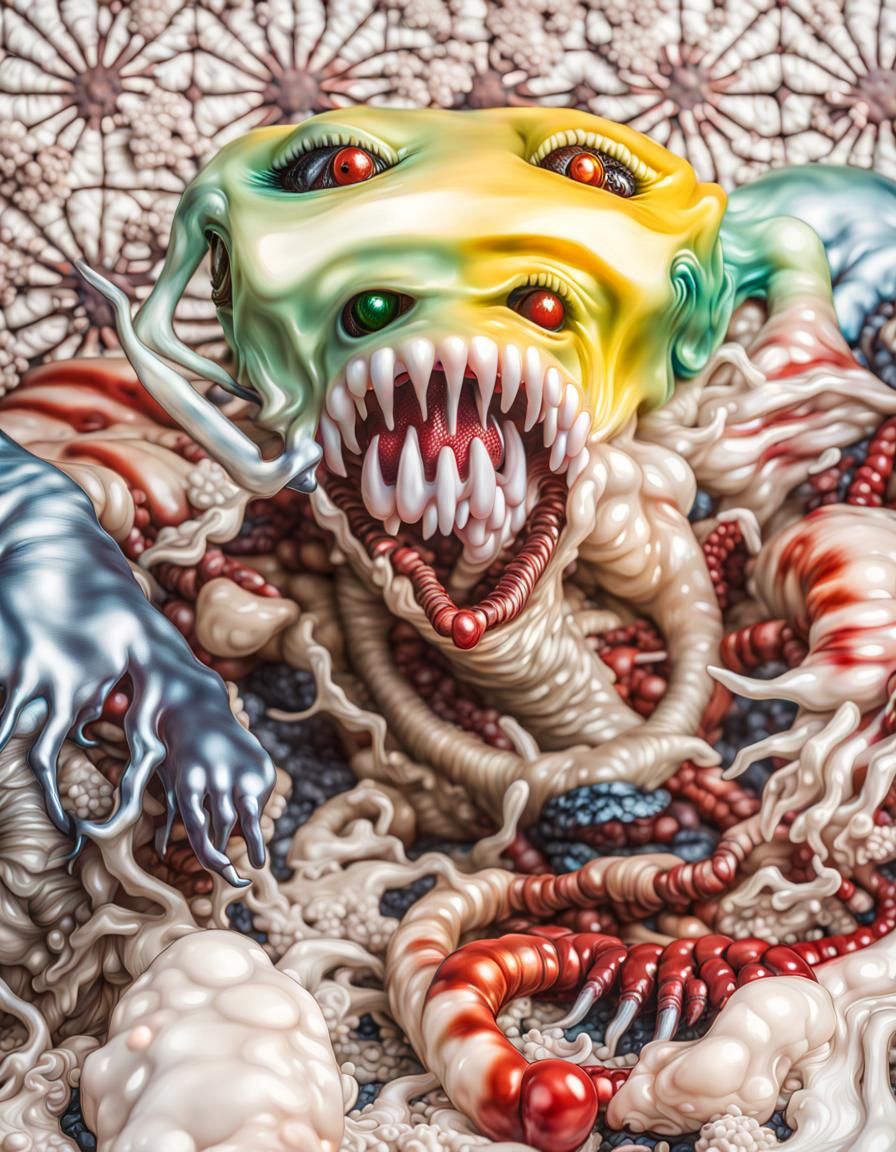 Clownwave Centipede: A Plastic Body Horror Sculpture